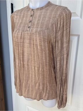 ARIAT Women Boho Blouse Western Hippie Peasant Style 1/4 button lightweight M